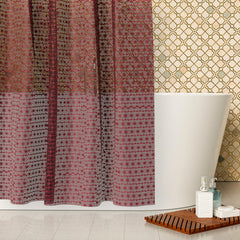 Heart Home Shower Curtain | PVC Shower Curtain with Hooks | Shower Curtain for Bathroom | AC Shower Curtain | Self Star Bathroom Shower Curtain | 7 Feet | Brown
