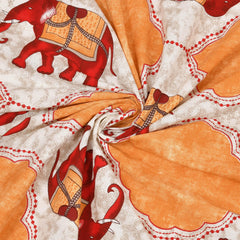 Heart Home Double Bedsheet with 2 Pillow Covers | 186 TC Premium Cotton Bedsheet for Double Bed | Bedsheet for Living Room-Home & Hotels | Embroidery Elephant | 100x108 Inch | Yellow