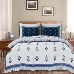 Heart Home Double Bedsheet with 2 Pillow Covers | 186 TC Premium Cotton Bedsheet for Double Bed | Bedsheet for Living Room-Home & Hotels | Embroidery Katli Flower | 100x108 Inch | Blue