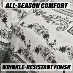 Kuber Industries Double Bedsheet with 2 Pillow Covers | 160 TC Premium Cotton Bedsheet for Double Bed | Bedsheet for Living Room-Home & Hotels | Kaleen Flower | 100x108 Inch | Green