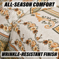 Heart Home Double Bedsheet with 2 Pillow Covers | 160 TC Premium Cotton Bedsheet for Double Bed | Bedsheet for Living Room-Home & Hotels | Kaleen Flower | 100x108 Inch | Yellow