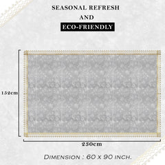 Kuber Industries Dining Table Cover | PVC Table Cover | Golden Embossed Lace Flower Table Cover | Table Protector | Table Cover for Dining Table | 60x90 | Transparent