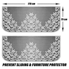 Heart Home Sofa Cover|3-Seater Sofa Cover|Cotton Sofa Slip Cover|Sofa Slipcover Set|Sofa Cover for Living Room|Flower-Long Sheet Sofa Cover|Brown