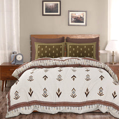 Heart Home Double Bedsheet with 2 Pillow Covers | 186 TC Premium Cotton Bedsheet for Double Bed | Bedsheet for Living Room-Home & Hotels | Embroidery Katli Flower | 100x108 Inch | Brown