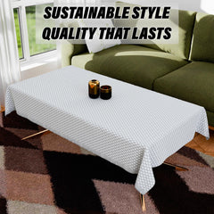 Heart Home Table Cover | Polyvinyl Dining Table Cloth Cover | Center Table Cover | Table Cover for Kitchen Table | Lining Table Cover for Hall Décor | 36x54 Inch | Silver