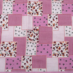 Heart Home Multicheck Floral Print Cotton Pillow Cover- 17x27 Inch, Set of 2 (Pink)