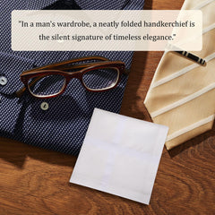 Kuber Industries Handkerchief | Premium Cotton Fabric | Handkerchief for Men | Handkerchief for Boys | Men's Handkerchief Set | Plain Self Dot | 24000 | Pack of 6 | White