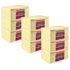 Heart Home Saree Cover | Zip Closure Saree Cover | Clothes Storage Bag | Wardrobe Organiser | Transparent Window Saree Cover | Carry-Design | 9 inch | Pack of 9 | Yellow