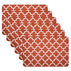 Heart Home Placemat | Placemats for Dining Room | Anti-Slip Table Mat Set | Placemats for Kitchen Table | Dining Table Placemats | Hexagon-Design Placemat | 6 Piece Set | Red