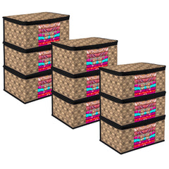 Heart Home Saree Cover | Zip Closure Saree Cover | Clothes Storage Bag | Wardrobe Organiser | Transparent Window Saree Cover | Honeycomb-Design | 9 inch | Pack of 9 | Coffee