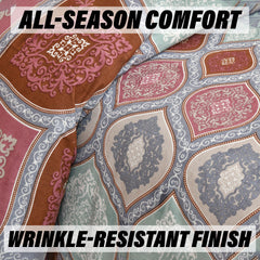 Heart Home Double Bedsheet with 2 Pillow Covers | 160 TC Premium Cotton Bedsheet for Double Bed | Bedsheet for Living Room-Home & Hotels | Kaleen Leaf Flower | 100x108 Inch | Maroon