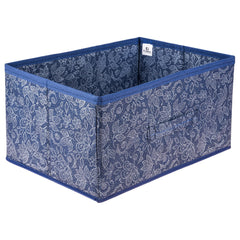 Heart Home Drawer Storage Box|Storage Bin for Clothes|Wardrobe Organizer for Books|Closet Box with Handle|Non-Woven Storage Box|Flower Printed Storage Box|Navy Blue