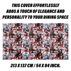 Heart Home Table Cover | Dining Table Cover | Center Table Cover | Reversable Table Cover for Kitchen Table | Coffee Cup Table Cover for Hall Décor | 54x84 Inch | Brown