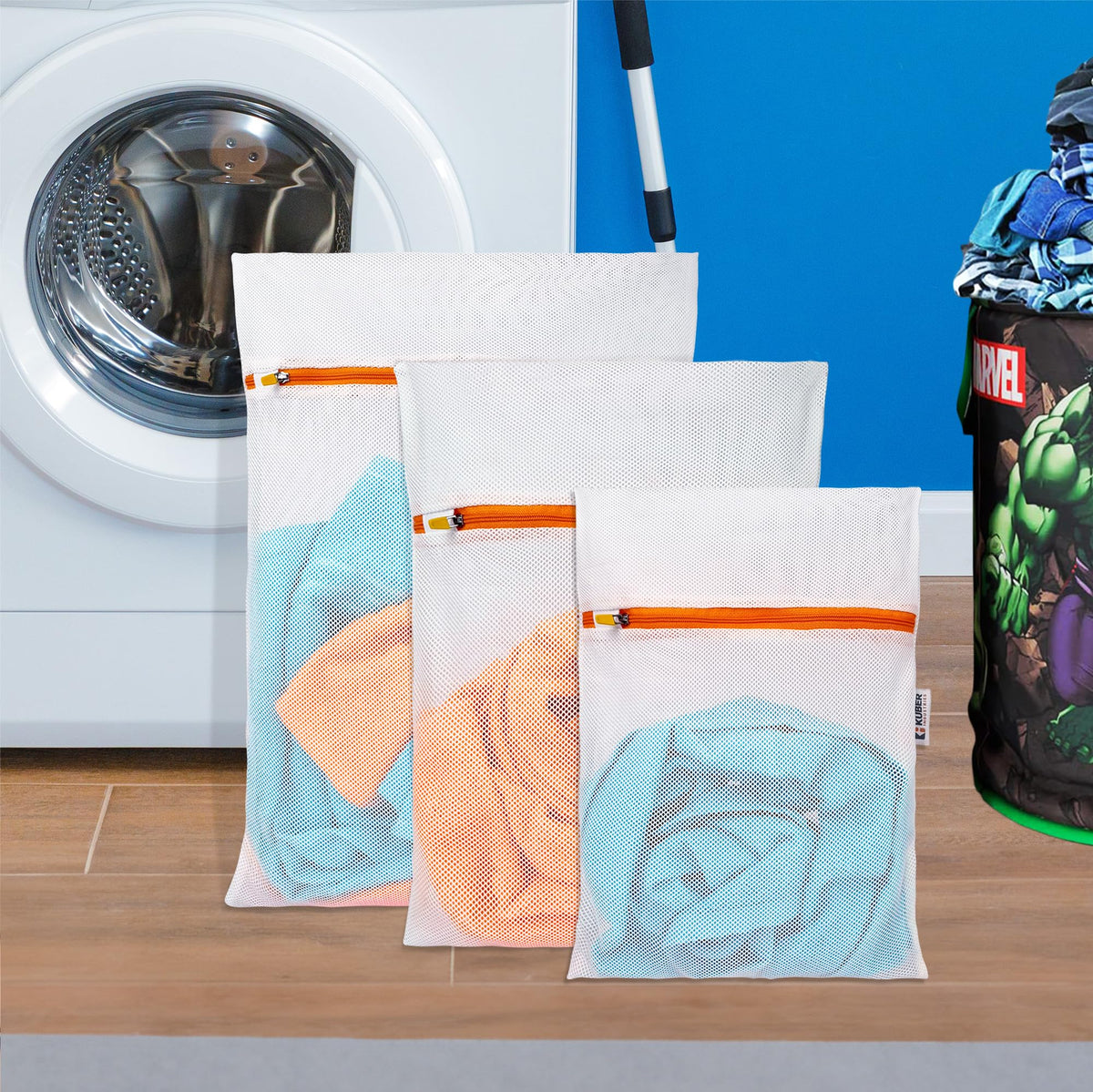 Kuber Industries Laundry Washing Bags | Reusable Mesh Laundry Bags | Washing Bags for Blouse-Bra-Panty-Hosiery-Lingerie-Jeans | Laundry Storage Bag | Clothes Bags | 3 Piece Set | White