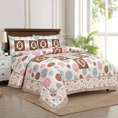 Heart Home Double Bedsheet with 2 Pillow Covers | 186 TC Premium Cotton Bedsheet for Double Bed | Bedsheet for Living Room-Home & Hotels | Arabic Beauty Gola | 100x108 Inch | Cream