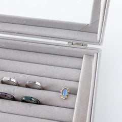 Kuber Industries Pack of 2 Velvet Jewelry Box Organizer | Jewelry Storage Box | Jewelry Organizer | Showcase Holder Dresser Organizer for Earring Necklace Bracelet Ring | YXX-017 | Grey