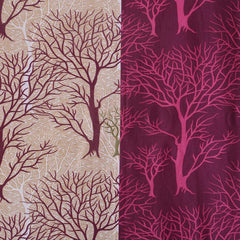 Kuber Industries Tree Design 1 Piece Polyester Eyelet Door Curtain 7 Feet (Pink)-Ctktc14172