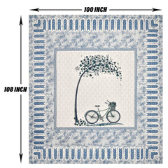 Heart Home Double Bedsheet with 2 Pillow Covers | 160 TC Premium Cotton Bedsheet for Double Bed | Bedsheet for Living Room-Home & Hotels | Photo Frame Cycle | 100x108 Inch | Blue