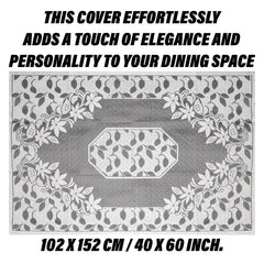 Heart Home Center Table Cover | Net Table Cloth Cover | 4 Seater Table Cloth | Flower Table Cover | Table Protector | Table Cover for Center Table | 40x60 Inch | S21 | Cream