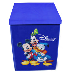 Kuber Industries Disney Team Mickey Print Non Woven Fabric Foldable Laundry Basket, Toy Storage Basket, Cloth Storage Basket with Lid & Handles (Set Of 2, Royal Blue)-KUBMART1215