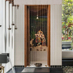 Kuber Industries Wooden Sparkling Beaded String Shear Hanging Door Curtain 7 Feet (Cream)