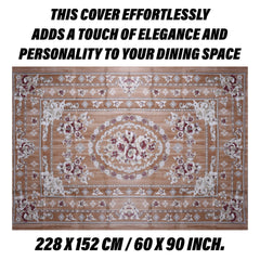 Heart Home Dining Table Cover | PVC Table Cloth Cover | 6 Seater Table Cloth | Table Protector | Table Cover for Dining Table | Passion Flower | 60x90 Inch | DTC | Golden