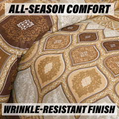 Heart Home Double Bedsheet with 2 Pillow Covers | 160 TC Premium Cotton Bedsheet for Double Bed | Bedsheet for Living Room-Home & Hotels | Kaleen Leaf Flower | 100x108 Inch | Brown