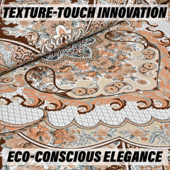 Kuber Industries Double Bedsheet with 2 Pillow Covers | 186 TC Premium Cotton Bedsheet for Double Bed | Bedsheet for Living Room-Home & Hotels | Arabic Beauty Flower Square | 100x108 Inch | Brown