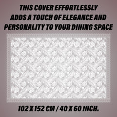 Heart Home Center Table Cover | PVC Table Cloth Cover | 4 Seater Table Cloth | Self Leaf Table Cover | Table Protector | Table Cover for Center Table | 40x60 Inch | CTC | White