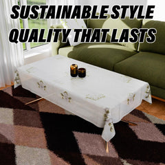 Heart Home Center Table Cover | PVC Table Cloth Cover | 4 Seater Table Cloth | Flower Almond Table Cover | Table Protector | Table Cover for Center Table | 40x60 Inch | Green