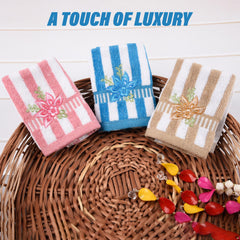 Kuber Industries Handkerchief | Velvet Face Towel | Face Towel | Sweat Absorbent Handkerchief | Lining Embroidary | Face Towel Hankies | Set of 12 | Multicolor