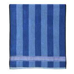Heart Home Lining Design Super Soft, Fluffy, and Absorbent, Cotton Bath Towel Perfect for Daily Use- Pack of 3 (Blue)-44HH0556