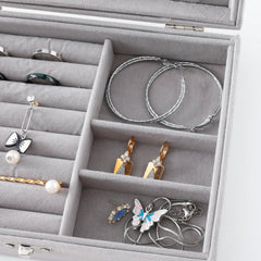 Kuber Industries Pack of 5 Velvet Jewelry Box Organizer | Jewelry Storage Box | Jewelry Organizer | Showcase Holder Dresser Organizer for Earring Necklace Bracelet Ring |PYXX-015 | Grey