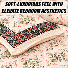 Heart Home Double Bedsheet with 2 Pillow Covers | 160 TC Premium Cotton Bedsheet for Double Bed | Bedsheet for Living Room-Home & Hotels | Dezier Carpet Print | 90x108 Inch | Orange