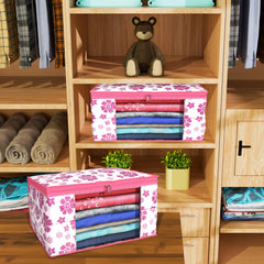 Kuber Industries Clothes Organizer For Wardrobe (Pack of 3 Each) 2-in-1 Combo Storage Organizer For Saree and Blouse - Dress Organizer For Wardrobe - Saree Covers With Zip (Pink)