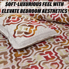 Heart Home Double Bedsheet with 2 Pillow Covers | 160 TC Premium Cotton Bedsheet for Double Bed | Bedsheet for Living Room-Home & Hotels | Rusty Star Flower | 100x108 Inch | Brown