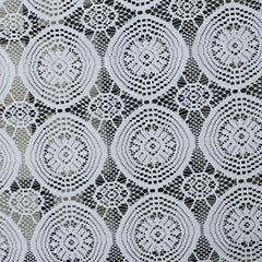 Kuber Industries Circle Design Cotton 4 Seater Center Table Cover - White