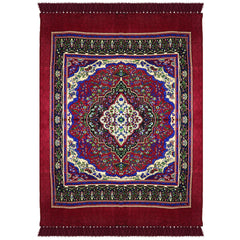 Heart Home Carpet|Velvet Carpet-Rug for Home Décor|Carpet Rug for Bedroom|Printed Carpet for Living Room|Prayer-Yoga Mat|Carpet for Hall|6.5x7.5 Ft|Maroon