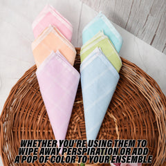 Kuber Industries Handkerchief | Cotton Handkerchief for women | Women’s Vintage Hanky | Women's Handkerchiefs | Ladies Rumal Hankies | Light Check | 6 Piece Set | Multi