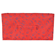 Kuber Industries Laheriya Metallic Print Rectangular Non Woven Fabric Modular Closet Organizer Box with Handle (Blue & Red & Beige, KUBMART15999, 42 x 29 x 22 cm), Set of 3