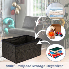 Heart Home Drawer Storage Box|Storage Bin for Clothes|Wardrobe Organizer for Books|Closet Box with Handle|Non-Woven Storage Box|Golden-Dot Storage Box|Black