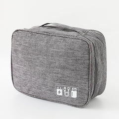 Homestic Travel Organizer For Electronic Accessories|Multipurpose Pouch|Adapter, Cable, Gadget Organizer|Two Comparment With Zipper|Great For Traveling (Grey)