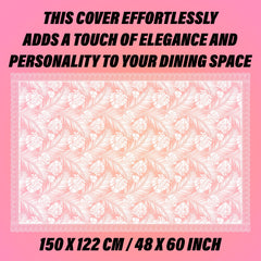 Heart Home Table Cover | PVC Dining Table Cover | Table Cloth | Center Table Cover | Table Cover for Kitchen Table | Self Leaf Table Cover for Hall Décor | 48x60 Inch | White