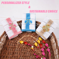 Kuber Industries Handkerchief | Velvet Face Towel | Face Towel | Sweat Absorbent Handkerchief | Lining Embroidary | Face Towel Hankies | Set of 12 | Multicolor