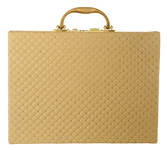 Kuber Industries 3 Rods Bangle Organizer Box Soft Leather Coated Jewelry Storage Case With Small Mirror & Lock System (Gold)