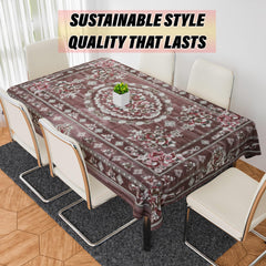 Kuber Industries Dining Table Cover | PVC Table Cloth Cover | 6 Seater Table Cloth | Table Protector | Table Cover for Dining Table | Passion Flower | 60x90 Inch | DTC | Maroon
