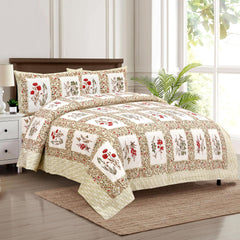 Heart Home Double Bedsheet with 2 Pillow Covers | 160 TC Premium Cotton Bedsheet for Double Bed | Bedsheet for Living Room-Home & Hotels | Dezier Check Flower | 90x108 Inch | Parrot Green