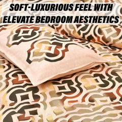 Kuber Industries Double Bedsheet with 2 Pillow Covers | 160 TC Premium Cotton Bedsheet for Double Bed | Bedsheet for Living Room-Home & Hotels | Rusty Star Flower | 100x108 Inch | Peach