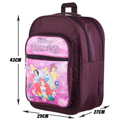Heart Home Disney Princess School Bags | Kids School Bags | Student Bookbag | Travel Backpack | School Bag for Girls & Boys | School Bag with 4 Compartments | Wine