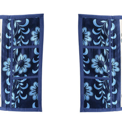 Heart Home Flower Print Polyester Fridge/Refrigerator Top Cover (Blue)-HHEART15475